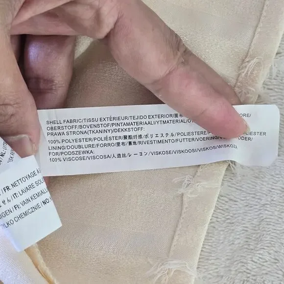 Moon River Cream Fringe Midi Dress XS Belted Button Front Coquette Bridal Resort - Picture 11 of 12